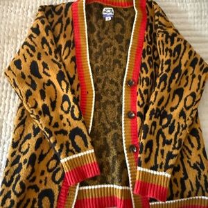 Target Leopard Print Cardigan with Red Trim